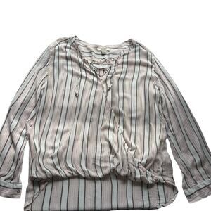 Vintage America Blues Pink & White Hi-Low Shirt Boho Size XL